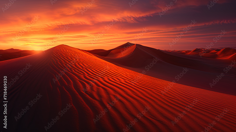 sunset or sunrise over the desert