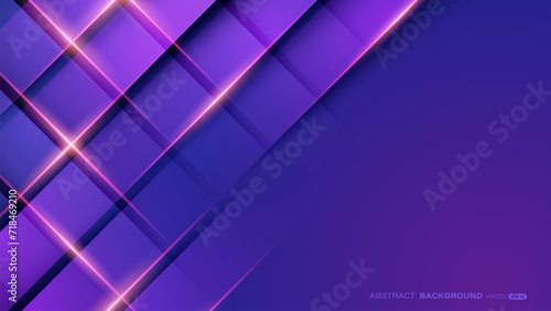 Abstract background with geometric purple gradient, diagonal glowing lines and shadow