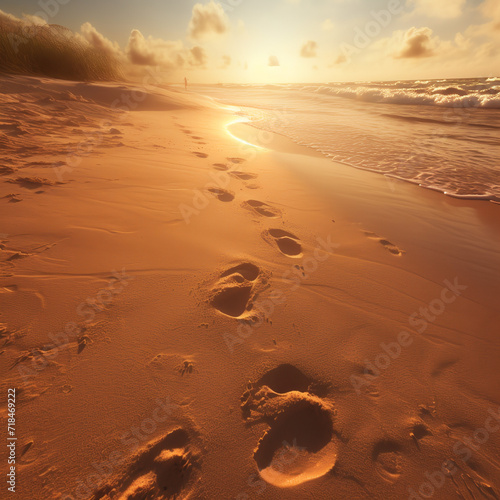 footprints on the beach. Generative AI