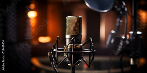 Microphone for sound music karaoke in audio studio or stage mic technology voice concert   