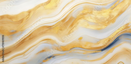 Wavy white and gold marble motif. generative AI