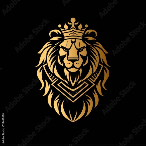 A gold lion logo incorporating a defense concept, conveying a sense of sturdiness, strength, elegance, modernity, luxury, and boldness for the company
