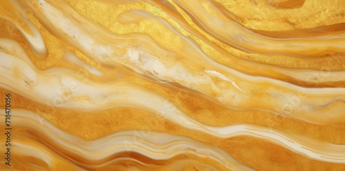 Wavy white and gold marble motif. generative AI