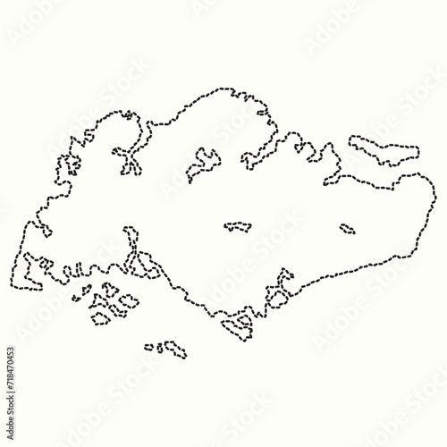 Singapore map. Singapore's vector map dot line outline border isolated on white background.