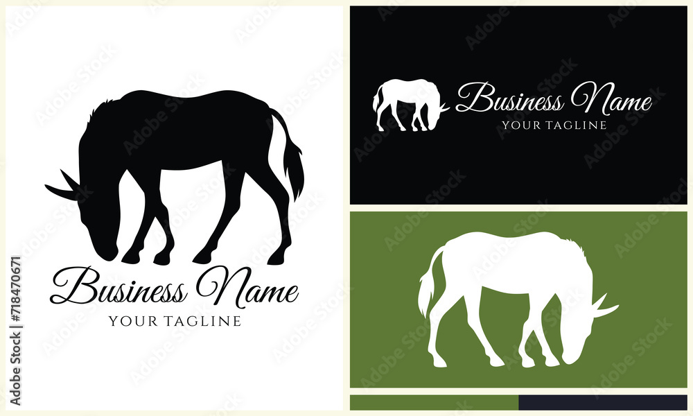 silhouette donkey horse logo template