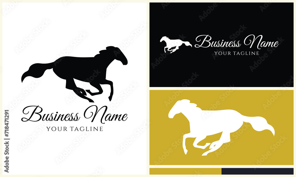 silhouette donkey horse logo template