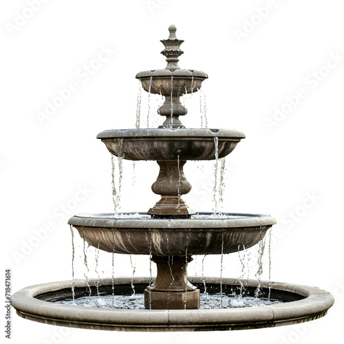Outdoor fountain, transparent background, isolated image, generative AI