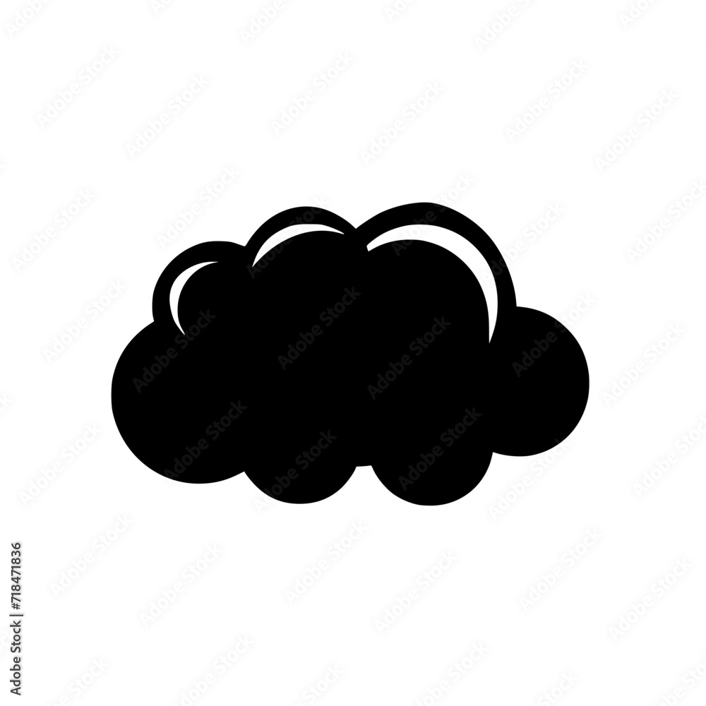 Cloud Icon Black and White Silhouette Vector SVG Laser Cut T- Shirt Design Print Generative AI