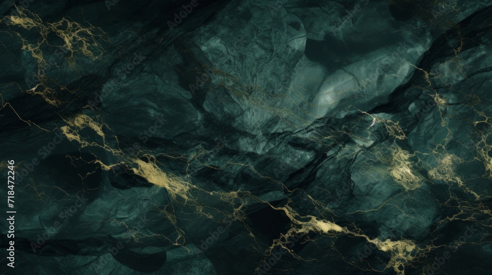 Dark and dramatic marble texture with intricate gold veins, suitable for luxury design and upscale backgrounds.