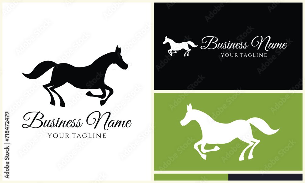 silhouette donkey horse logo template