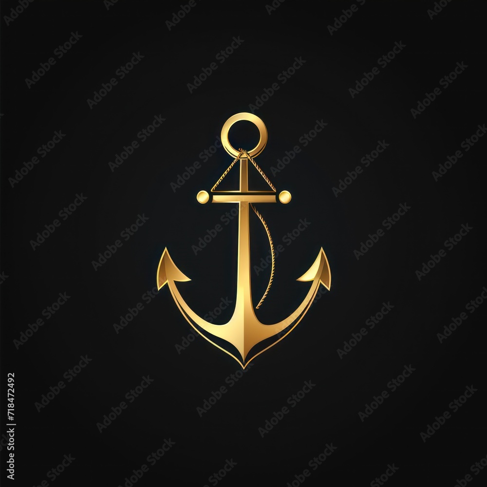 a simple golden icon of an anchor on a black background a simple golden icon of an anchor on a black background