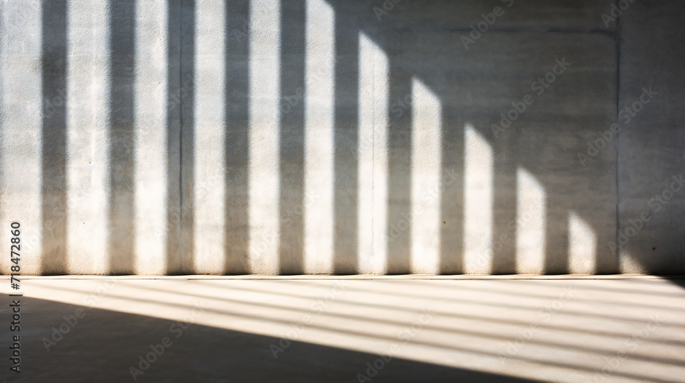 Fototapeta premium Abstract Architectural Design with Shadows and Light Creating Geometric Patterns on Textured Concrete Surfaces in an Urban Environment