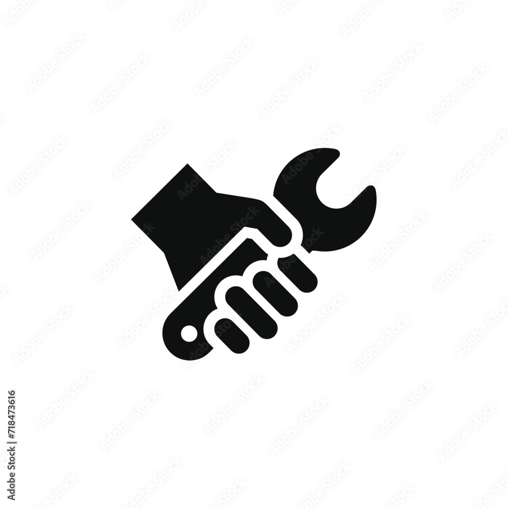 Hand holding wrench icon isolated on transparent background Hand holding wrench icon isolated on transparent background