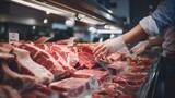 Someone who is choosing meat in the supermarket. generative AI