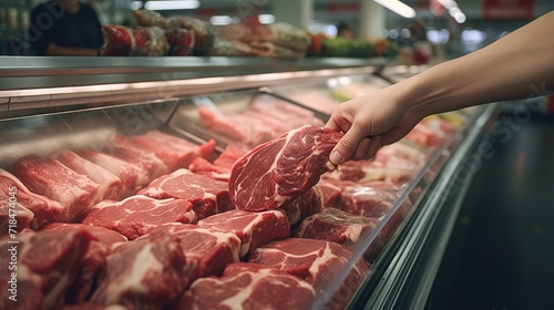 Someone who is choosing meat in the supermarket. generative AI