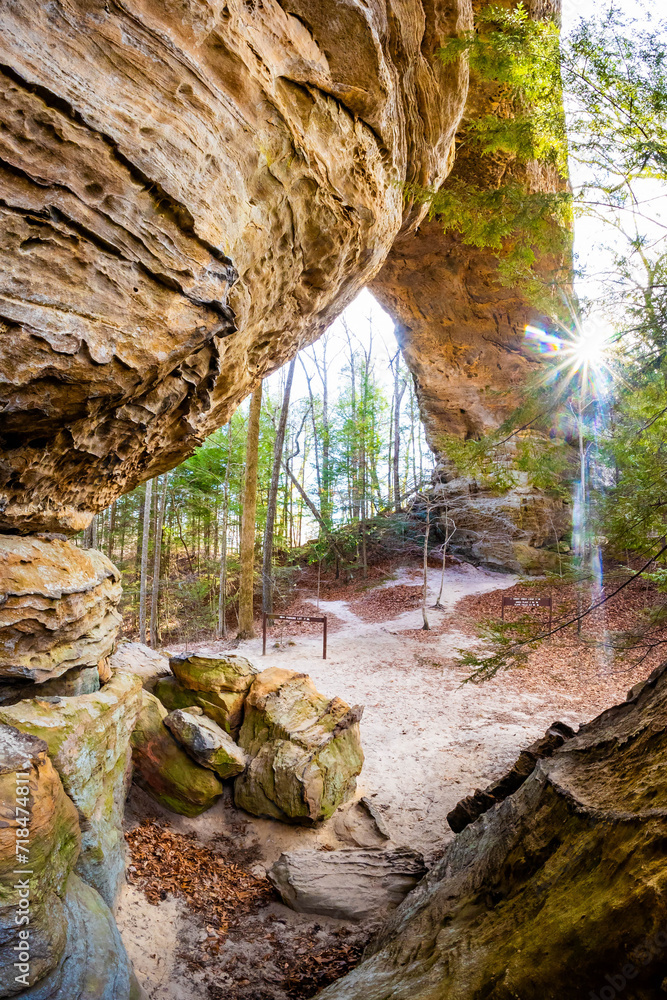 Scenic rocks erosion formation on Twin Arches trail in Big South Fork recreation area