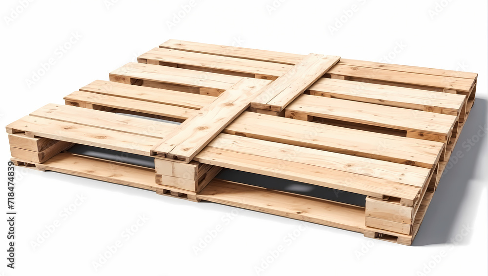 Wood pallet for good product packaging in industrial isolated on white background.