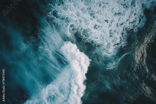 water flowing into the water, blue waves
