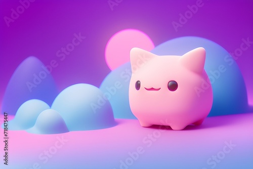 A cute pink cat character. Generative AI