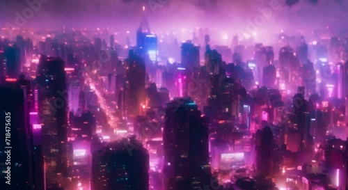 depicted a technological cyberpunk city in psychedelic detail