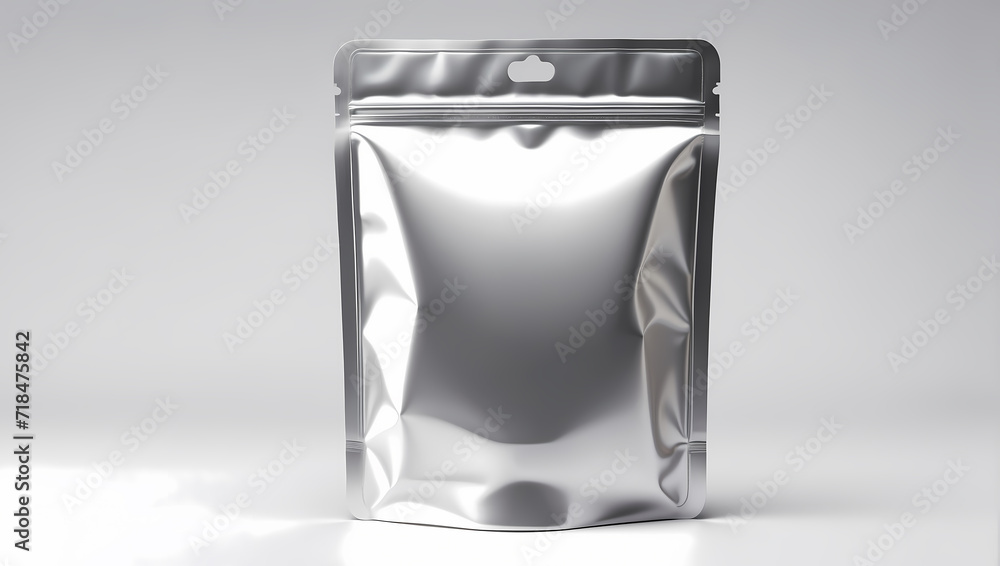 blank 3d rendering silver zipper pouch for design element use, isolated white background blank 3d rendering silver zipper pouch for design element use, isolated white background