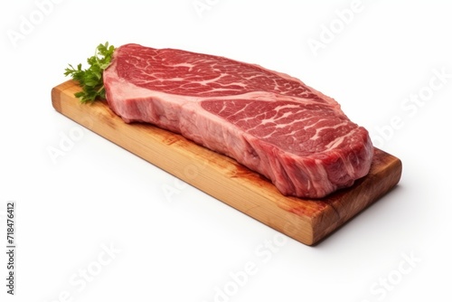 Flavorful Sirloin Steak Cut, Cooked to Medium Rare, on an Isolated White Surface, Generative AI