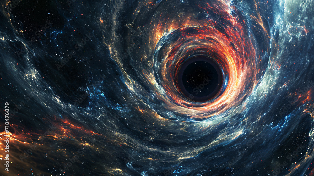 The black hole at the center of a cosmic vortex. The black hole at the center of a cosmic vortex.
