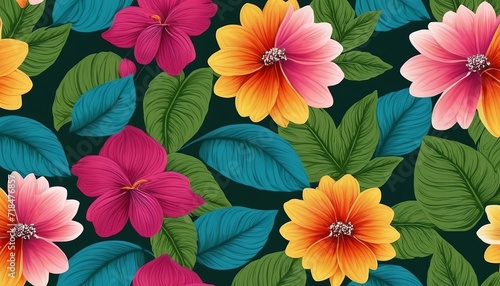 Artistic Illustration of Nature’s Bounty: Flowers and Leaves