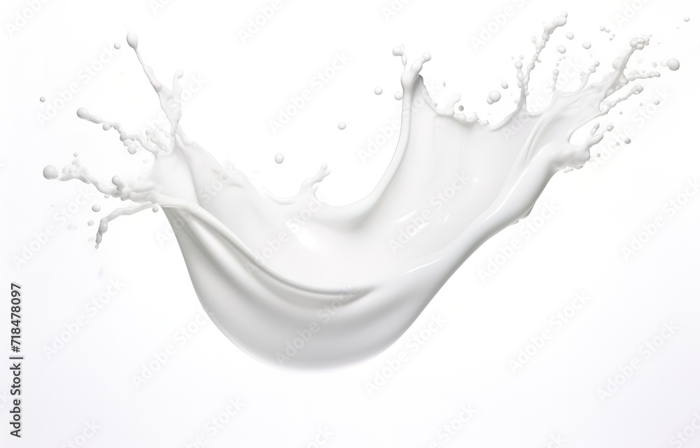 Fresh white milk liquid splash wave on white Background. generative AI Fresh white milk liquid splash wave on white Background. generative AI