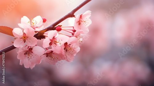 A close-up of a sakura or Cherry Blossom with veins and spots  detaching from a branch with other green and yellow leaves  against a blurred background of a forest in autumn  nature photography