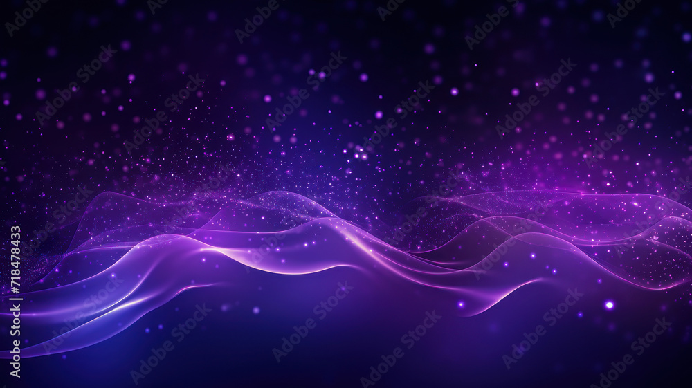 Digital purple particles wave and light abstract background with shining dots stars Digital purple particles wave and light abstract background with shining dots stars