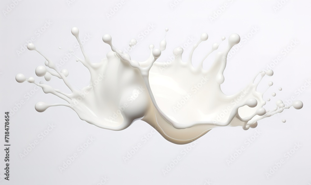 A white milk with abstract waves and some splashes beside it. generative AI A white milk with abstract waves and some splashes beside it. generative AI