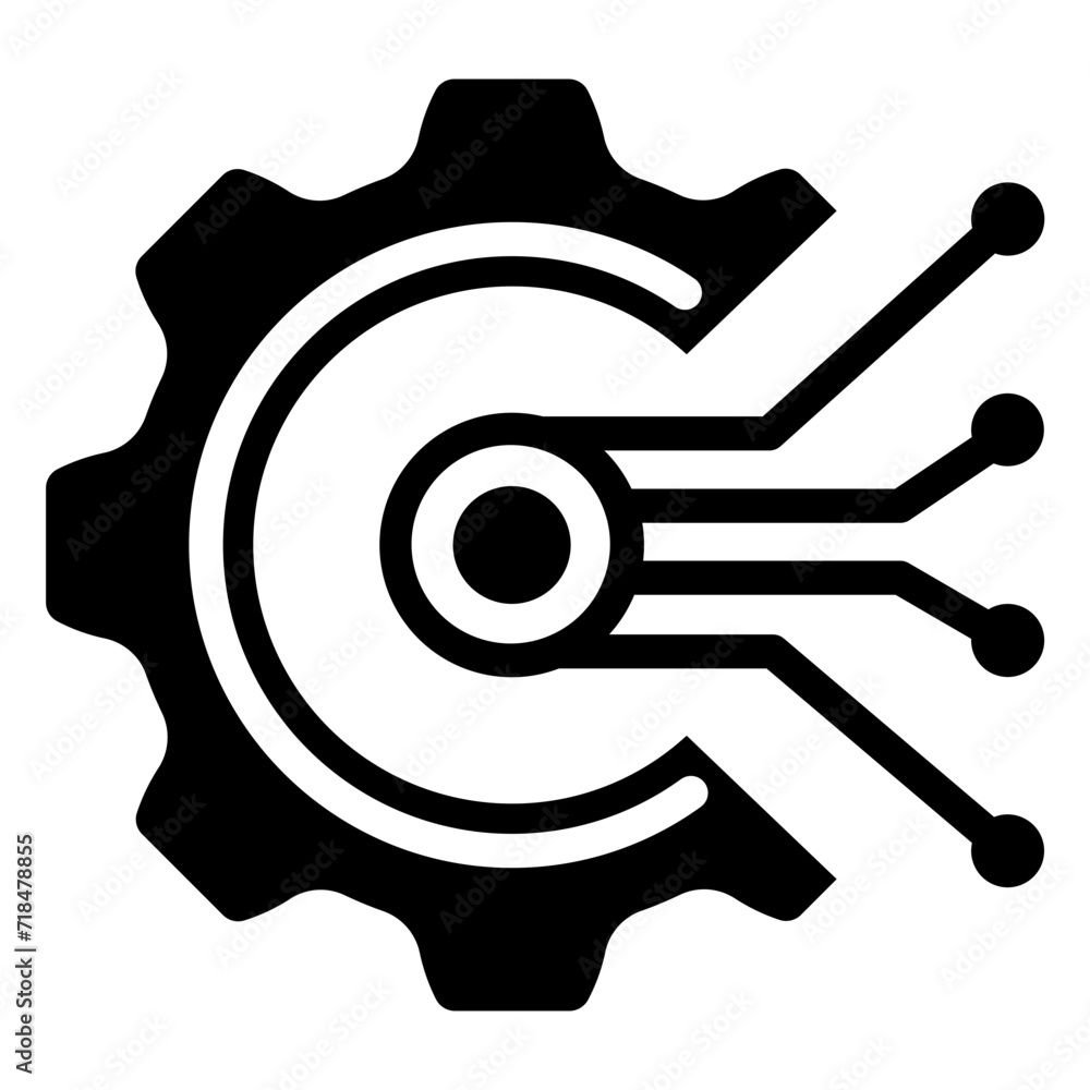 Gears glyph icon. relate to robotic engineering and technology theme. use for UI or UX kit, web and app development.