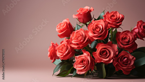 Light rose bouquet on a plain background
