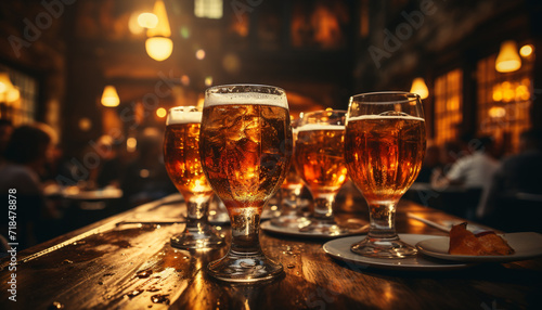 Nightlife celebration bar, drink, party, social event, beer glass, refreshment generative AI