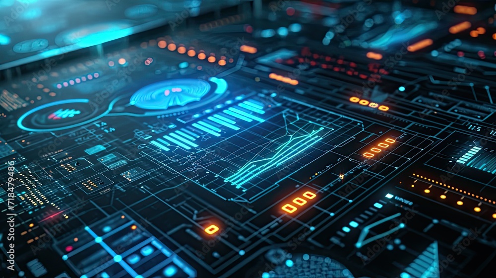 Technology concept featuring a holographic Technology concept featuring a holographic