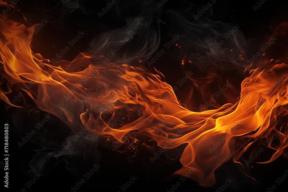 Fire stripe with free space for text. isolated on black background Generative AI