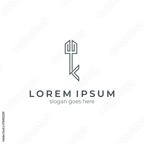 House and key minimalist line art logo  Real estate property business logo template