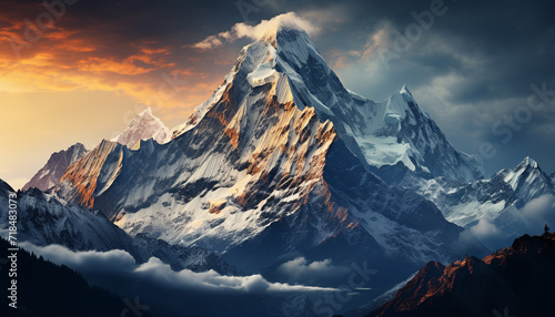 Majestic mountain peak, snow capped and tranquil, a breathtaking autumn landscape generated by AI © Jemastock