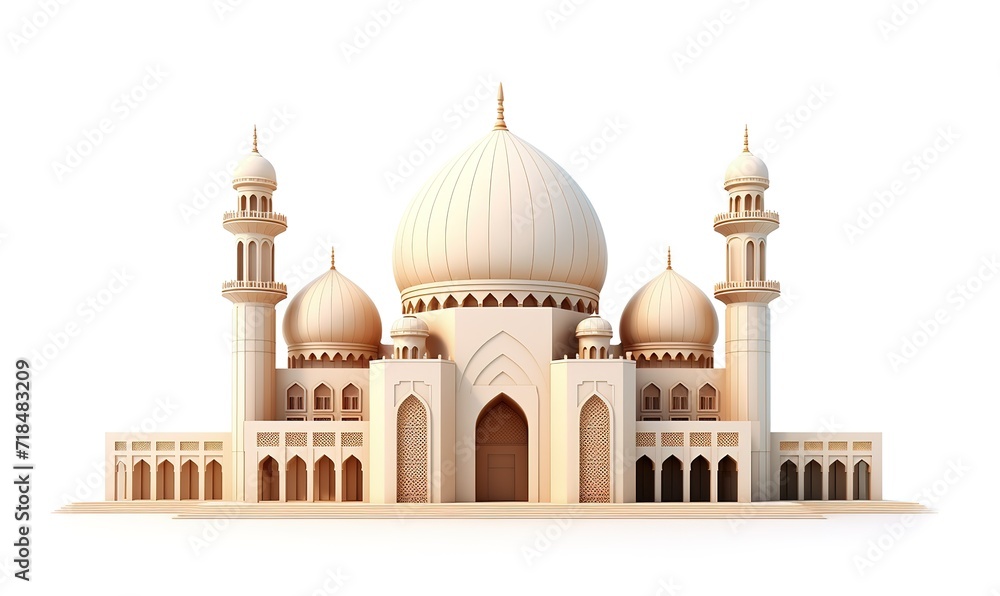 A light brown mosque concept design on a white background. generative AI