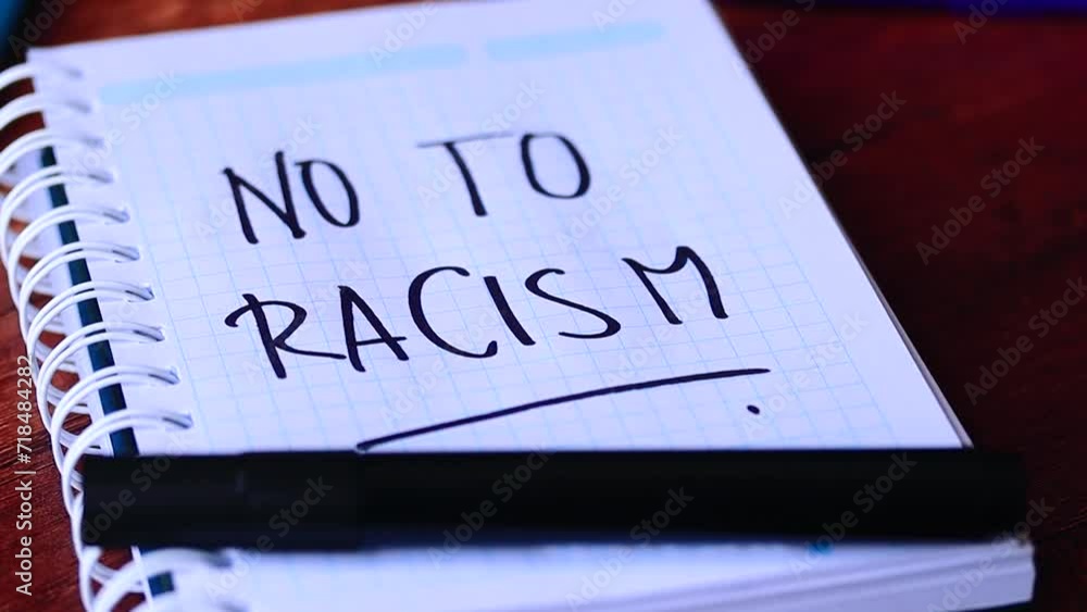 Video of a notebook with an anti-racism message. Video of a notebook with an anti-racism message.
