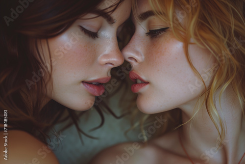 They kiss, a happy lesbian couple. © torwaiphoto