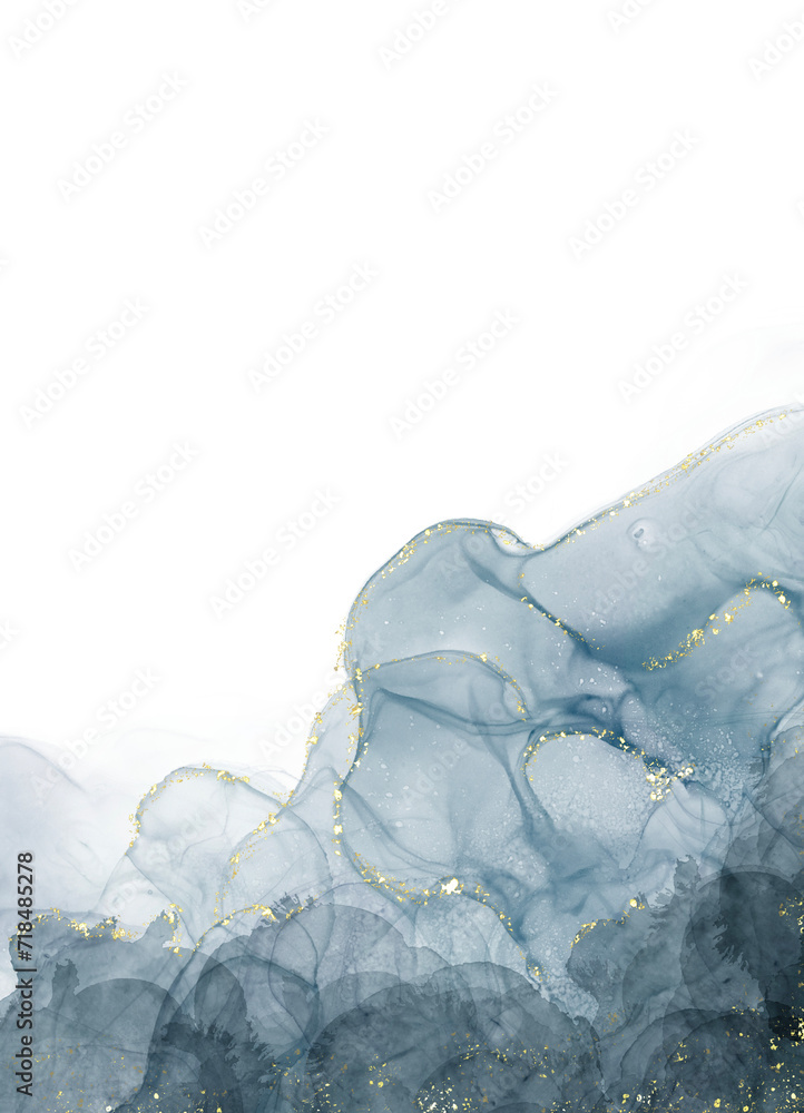Abstract dusty blush liquid watercolor background with golden crackers. Teal turquoise marbled alcohol ink drawing effect with abstract navy blue ink waves and golden splashes elegant card design. Abstract dusty blush liquid watercolor background with golden crackers. Teal turquoise marbled alcohol ink drawing effect with abstract navy blue ink waves and golden splashes elegant card design.