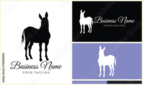 silhouette donkey horse logo template