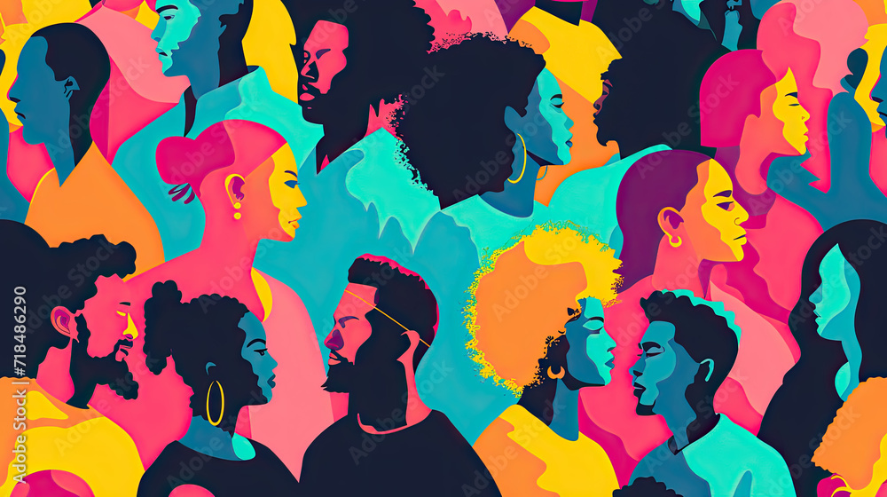 Diverse community coming together in unity and togetherness. Colorful illustration of diversity Diverse community coming together in unity and togetherness. Colorful illustration of diversity