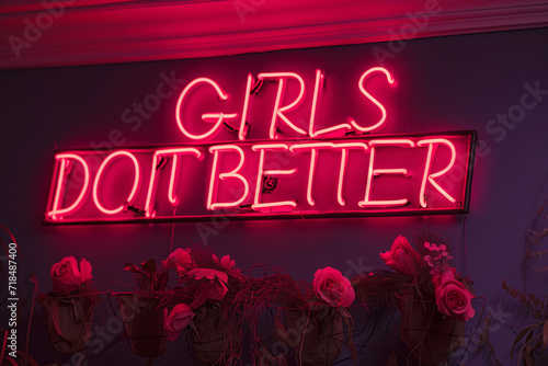 A red neon sign that says Girls do it better 