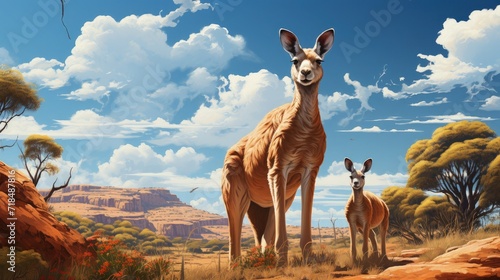 Red kangaroos in the Australian desert