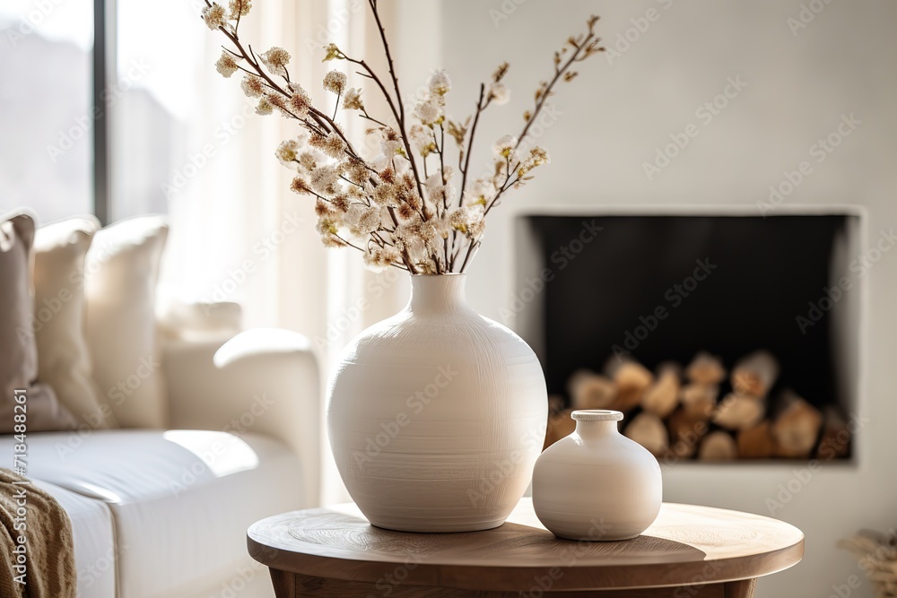 Interior concept with sofa and modern table. 3D illustration, Stylish white modern living room interior, home decor, 3D render, 3D illustration Generative AI Interior concept with sofa and modern table. 3D illustration, Stylish white modern living room interior, home decor, 3D render, 3D illustration Generative AI