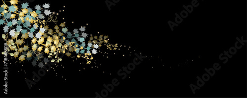 Vector art deco luxury flower, leaves, gold shine line art background. Golden botany banner. Japanese style Hand drawn vector. Line art style design. Hand drawn florals for packaging,coveand wall arts