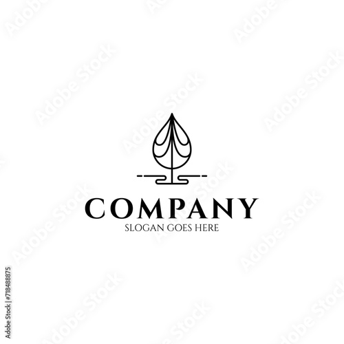 Simple and luxurious tree line art logo